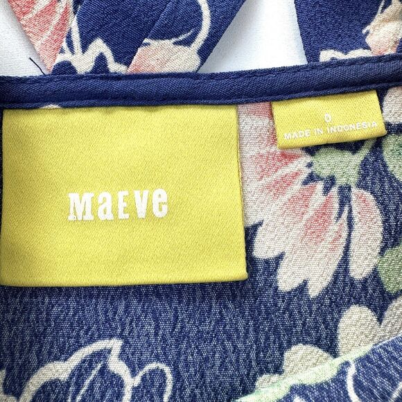 Anthropologie Maeve Floral Cut-out Blouse Top Size 0 Blue Pink - Picture 7 of 9